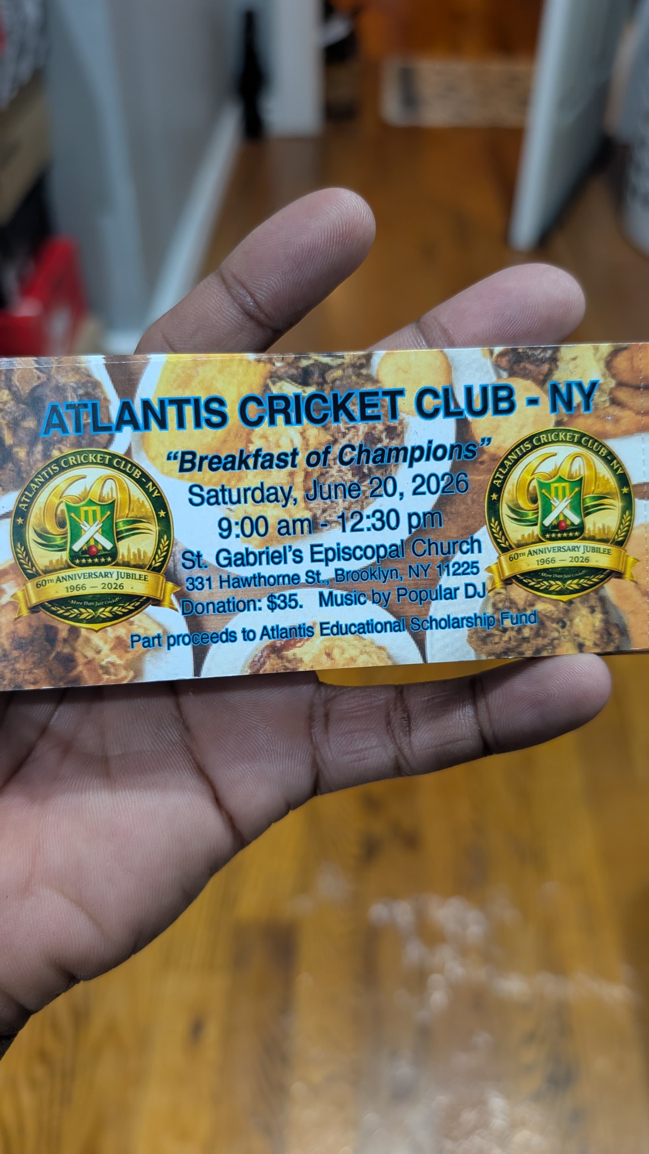 Atlantis Cricket Club - NY "Breakfast of Champions" - Flyer
