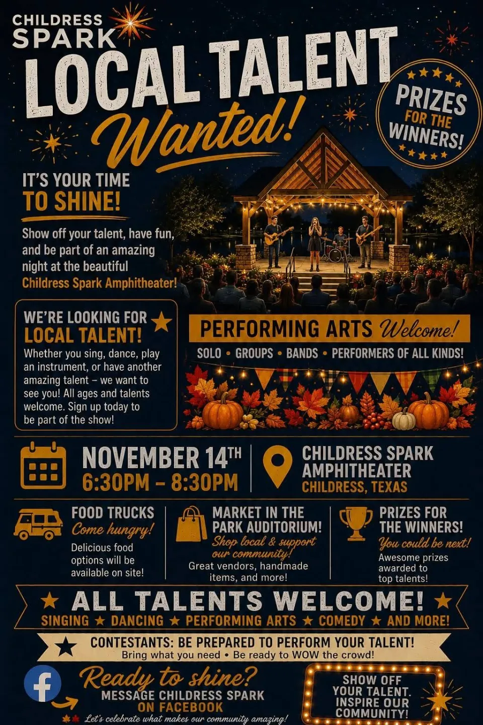 Childress Spark Local Talent Contest & Fall Market - Flyer