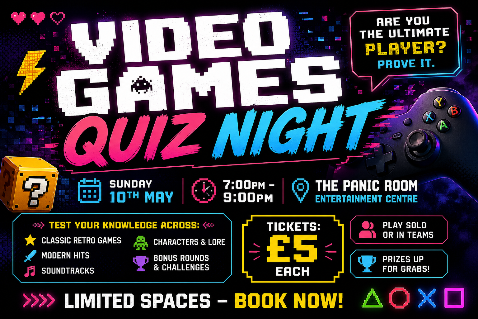 Video Games Quiz Night - Flyer