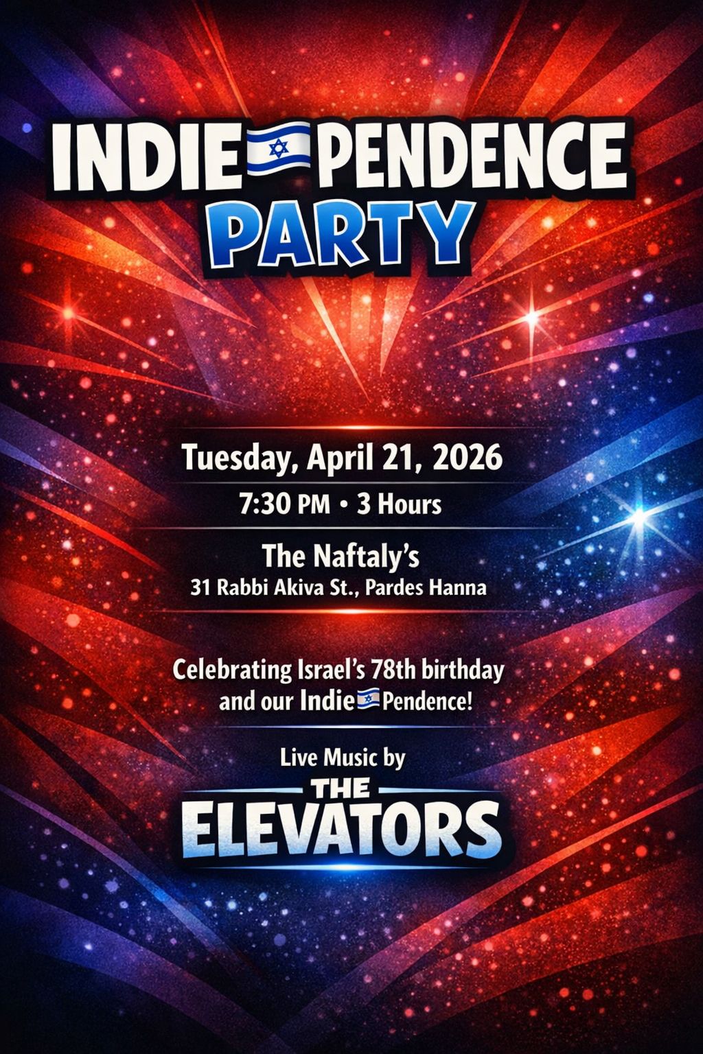INDIE🇮🇱PENDENCE PARTY! - Flyer