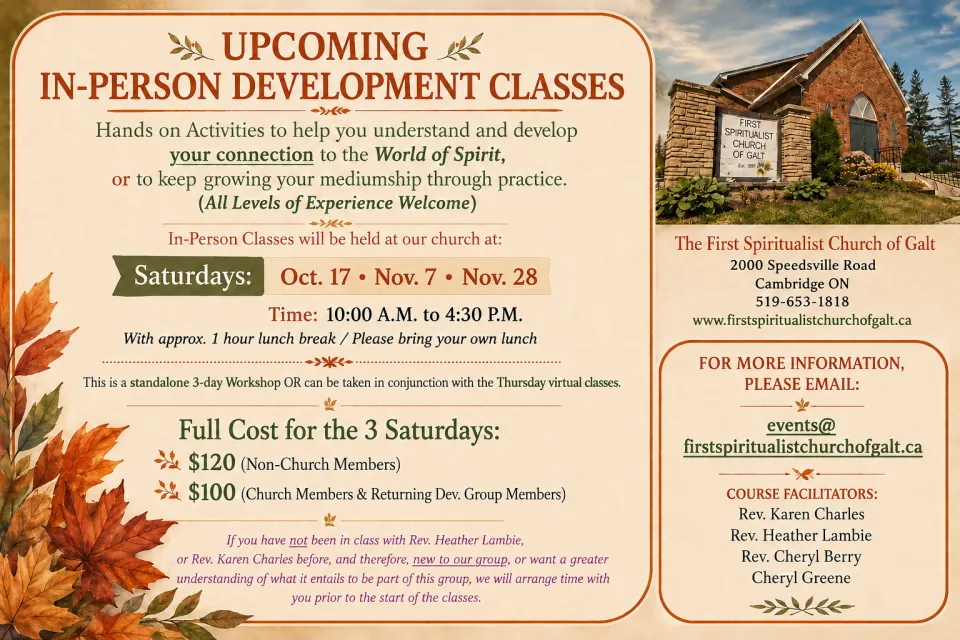 In-Person Developmental Classes - Flyer