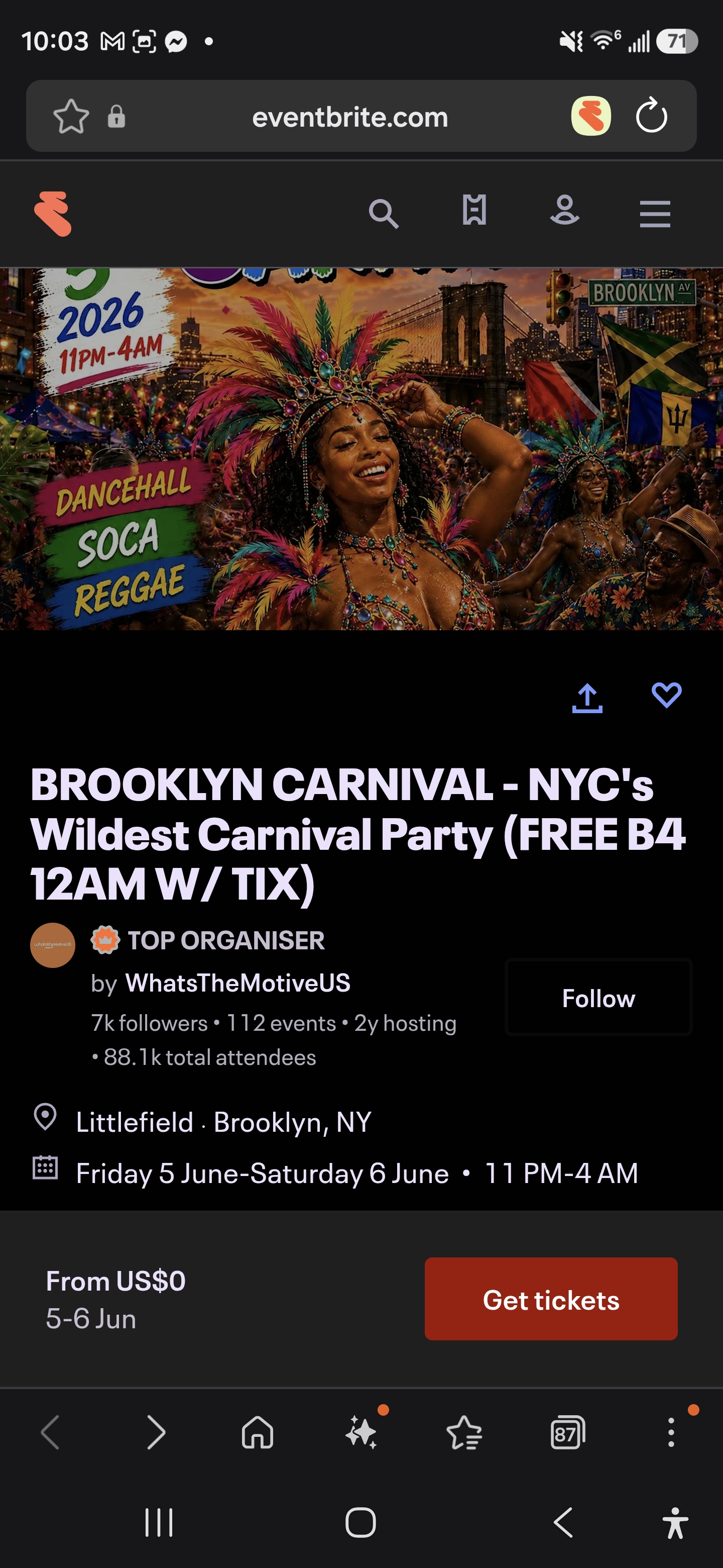BROOKLYN CARNIVAL - NYC's Wildest Carnival Party (FREE B4 12AM W/ TIX) - Flyer