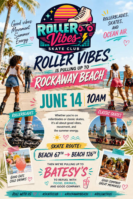 Roller Vibes Skate Club at Rockaway Beach - Flyer