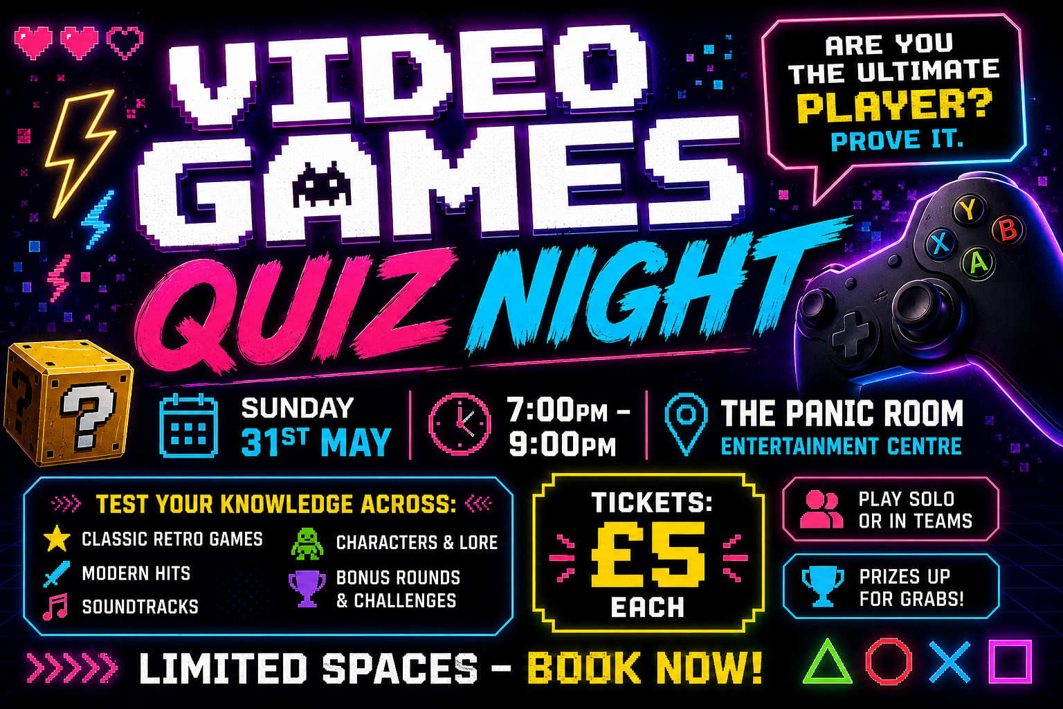 Video Games Quiz Night - Flyer