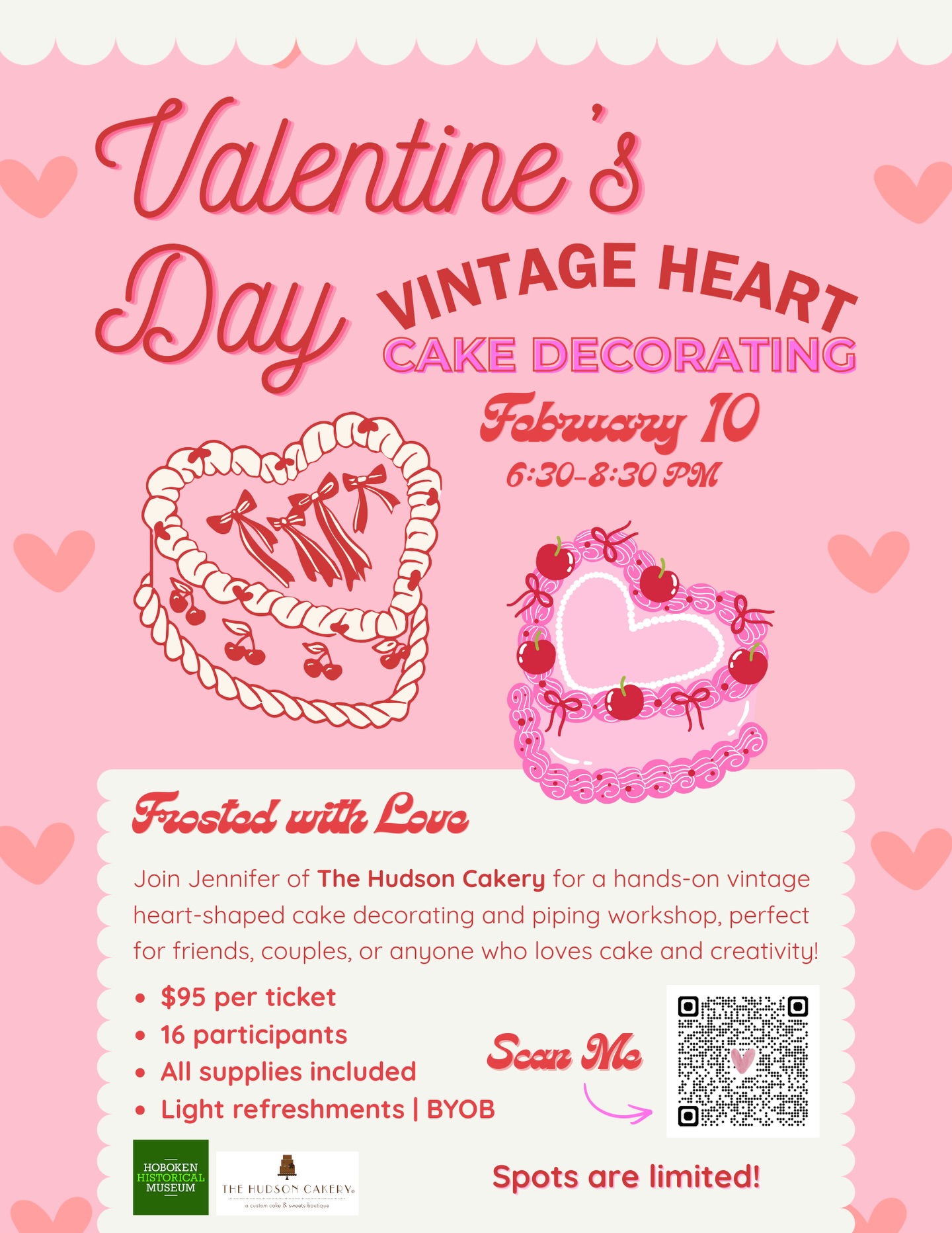 Vintage Heart Cake Decorating Workshop - Flyer