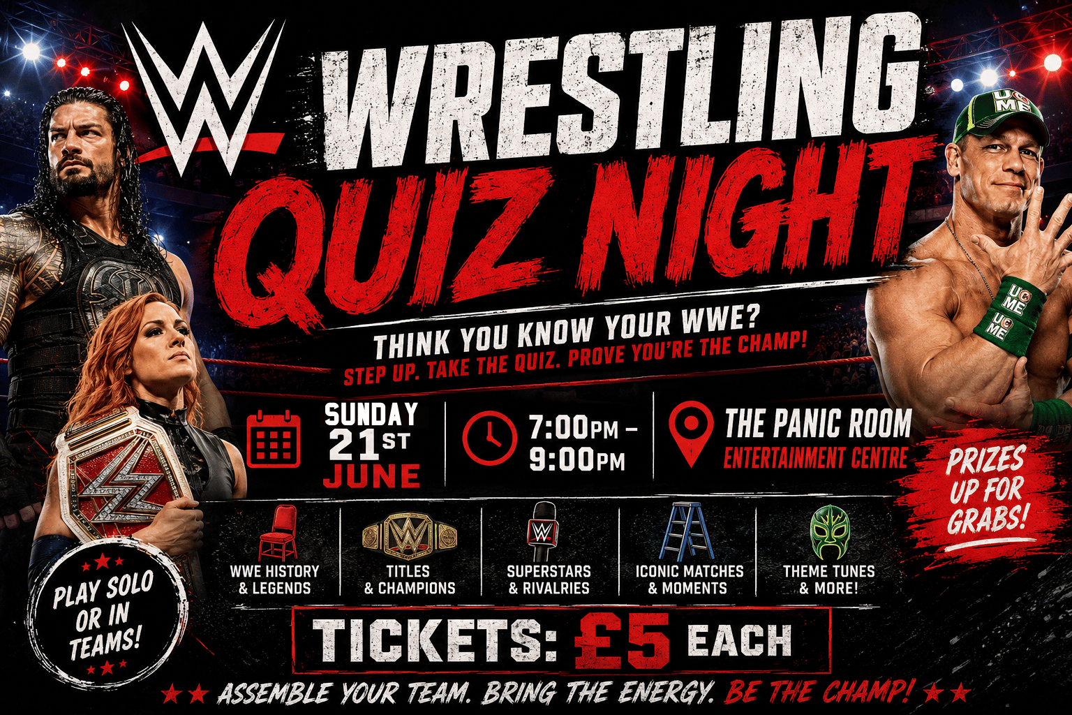 WWE Quiz Night - Flyer