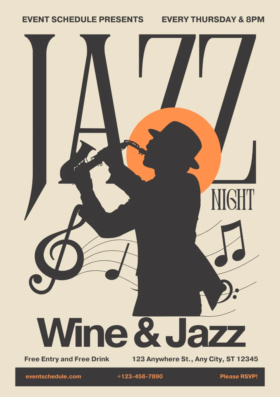 Wine & Jazz Evening - Flyer