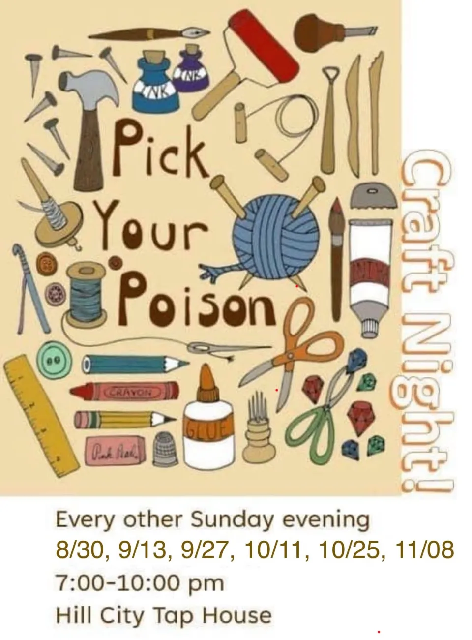 Pick Your Poison Craft Night! - Flyer