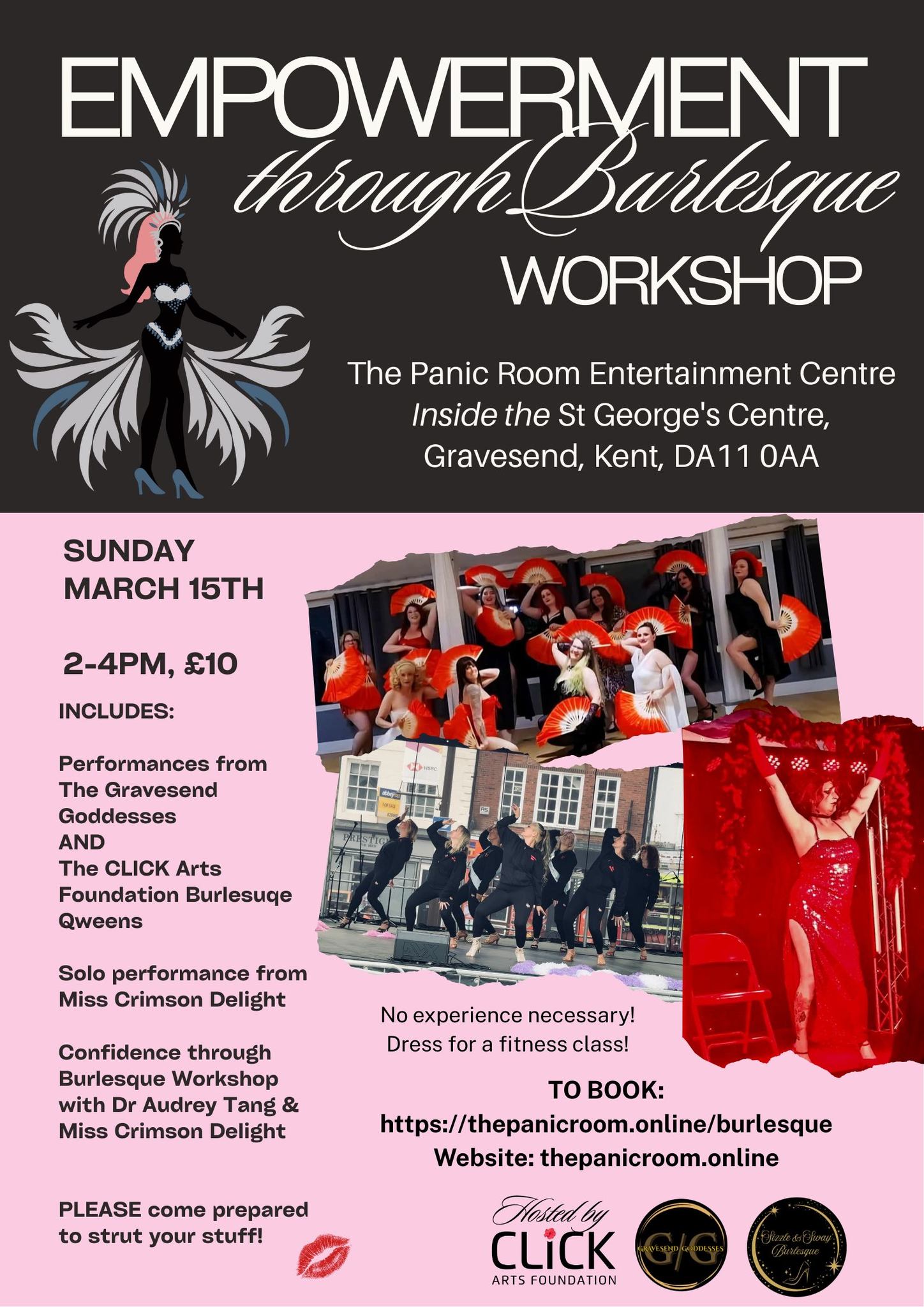 Empowerment Through Burlesque Workshop - Sunday 15th March - Flyer