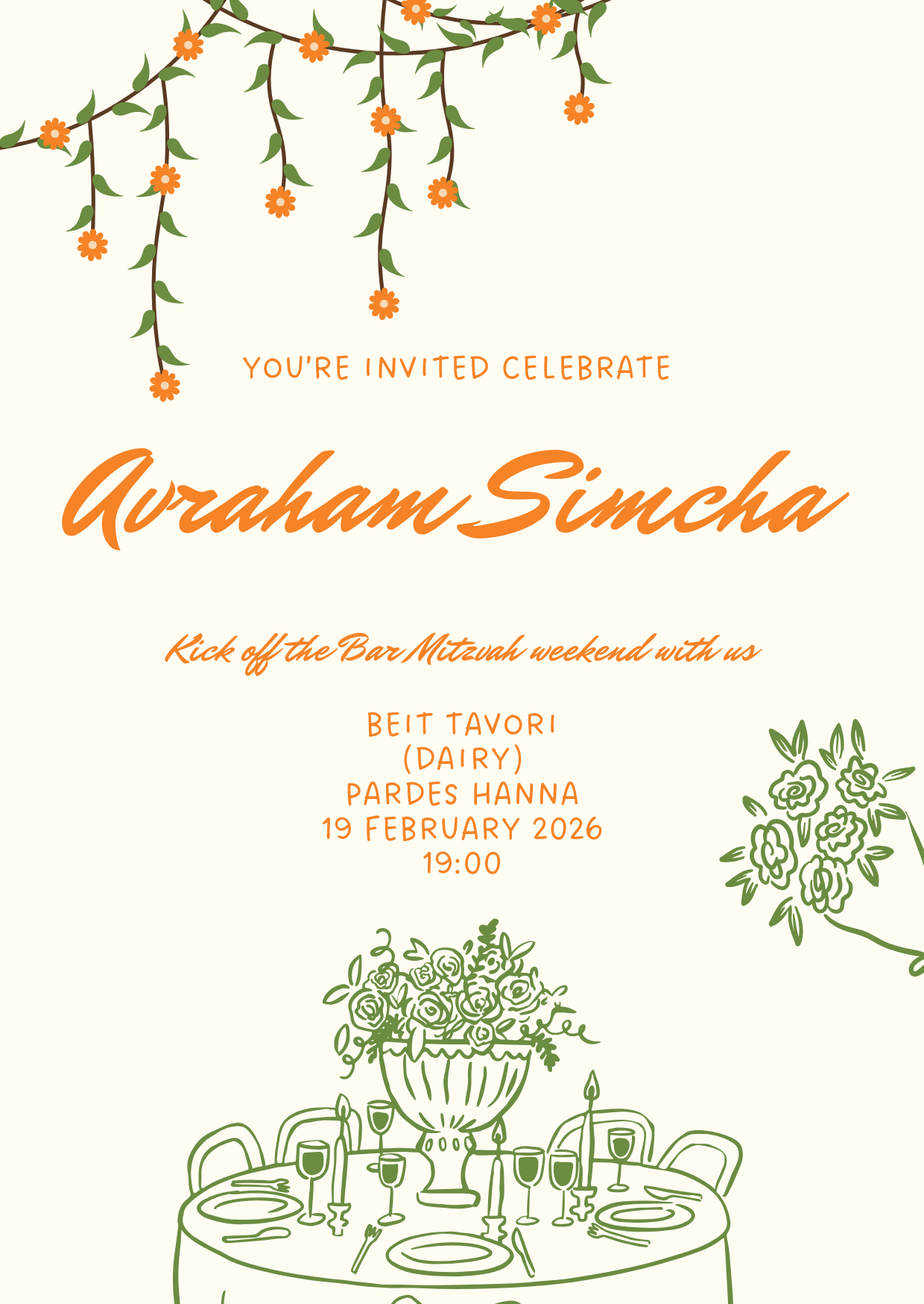 Celebratory Dinner @ Beit Tavori - Flyer